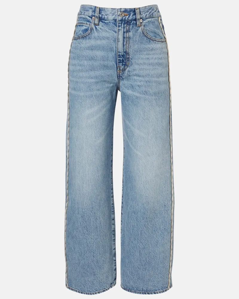 Frame Denim Wide-Leg Jeans Crochet Bow Blau