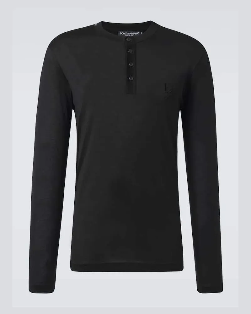 Dolce & Gabbana Henley-Top aus Seide Schwarz