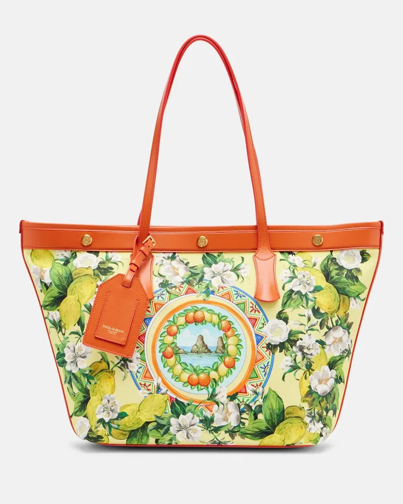 Dolce & Gabbana Bedruckter Shopper Taormina Large aus Canvas Multicolor