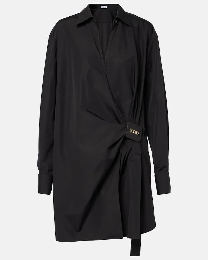 Loewe Hemdblusenkleid aus Baumwolle Schwarz
