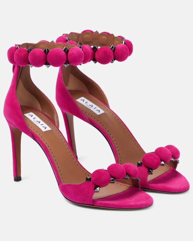 Alaïa Alaïa Sandalen La Bombe aus Veloursleder Rosa