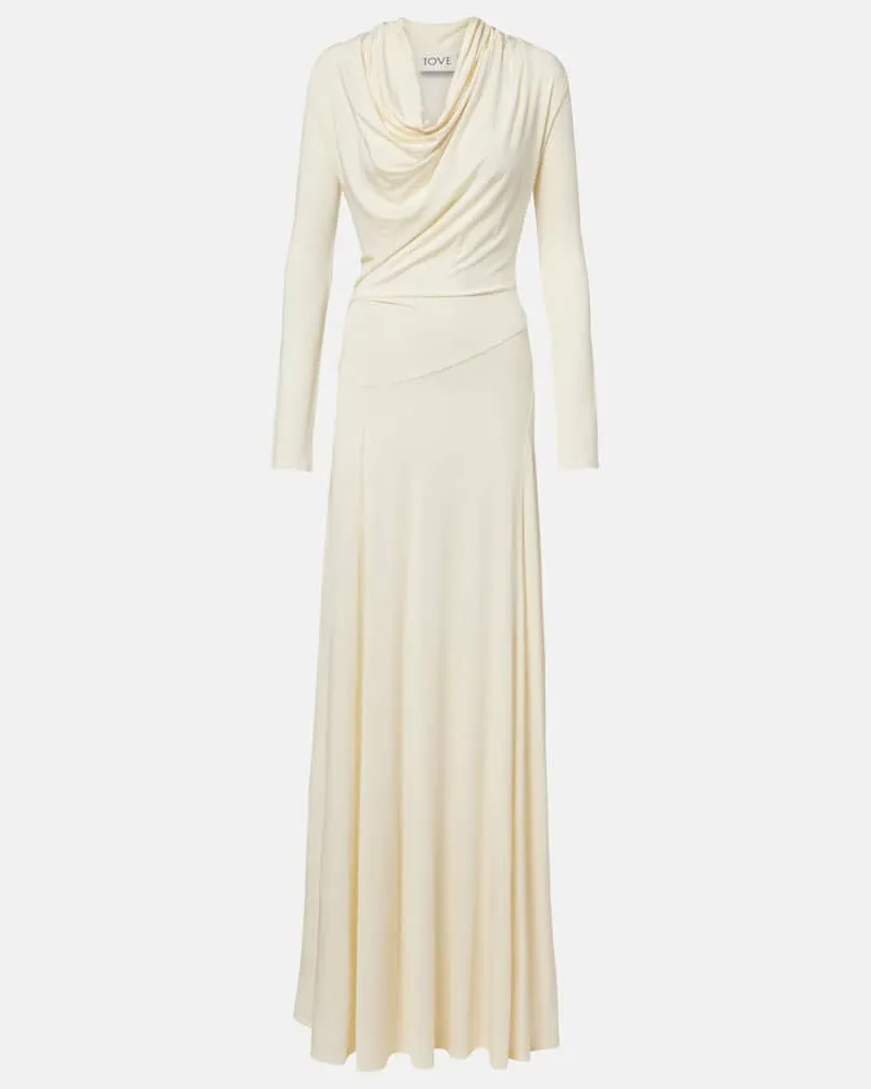 TOVE Maxikleid Vevina aus Jersey Weiß