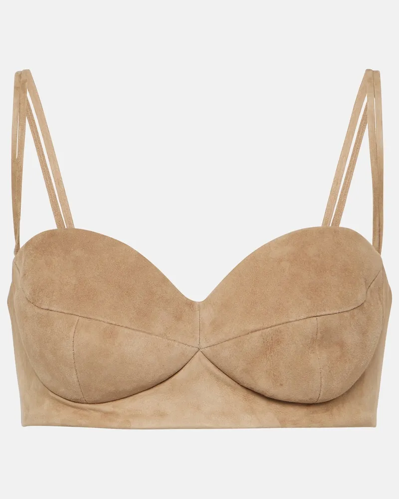 Magda Butrym Bralette aus Veloursleder Braun