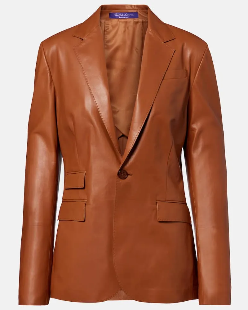 Ralph Lauren Blazer Parker aus Leder Braun