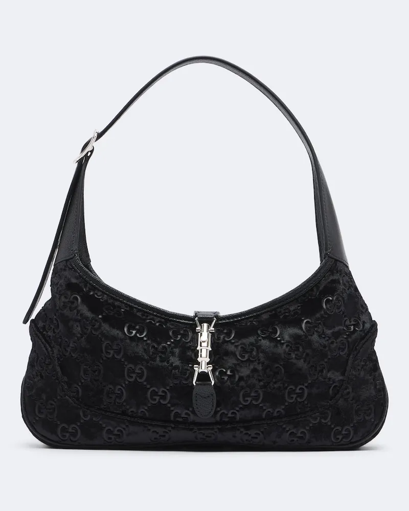 Gucci Schultertasche Gucci Jackie 1961 Small GG aus Samt Schwarz
