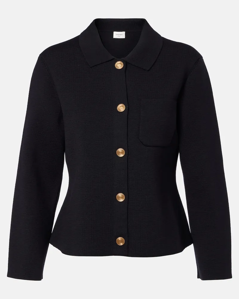 Saint Laurent Cardigan aus Wolle Blau