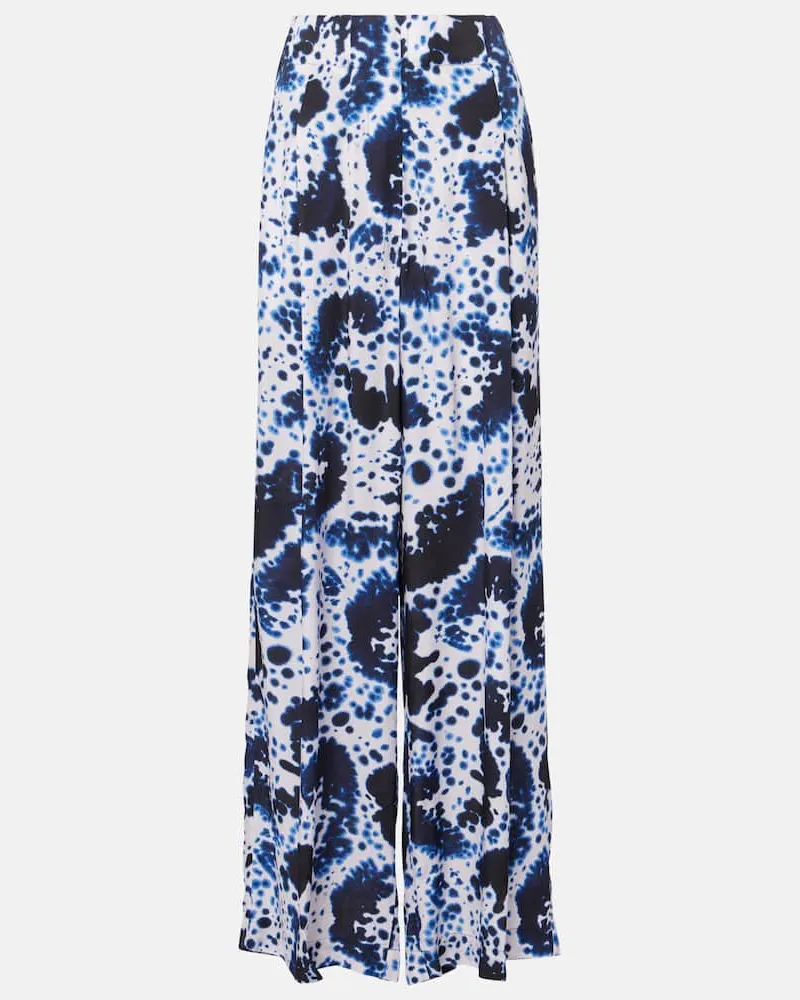Dries van Noten Weite High-Rise-Hose Blau