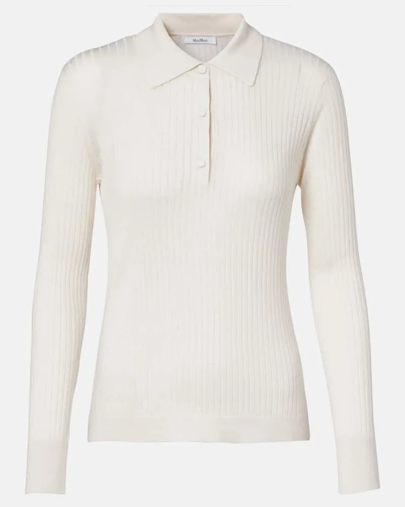Max Mara Polopullover Gitano aus Kaschmir und Seide Weiß