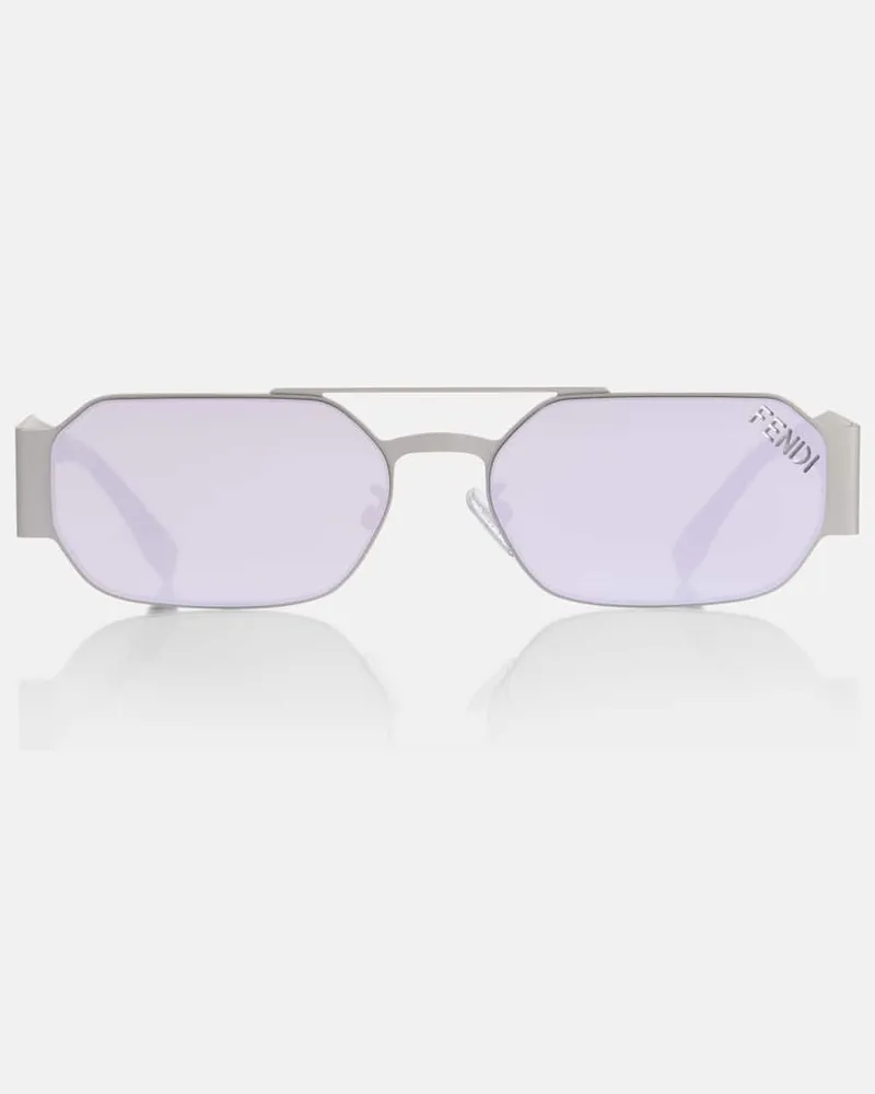 Fendi Eckige Sonnenbrille Fendi Cut Out Silber
