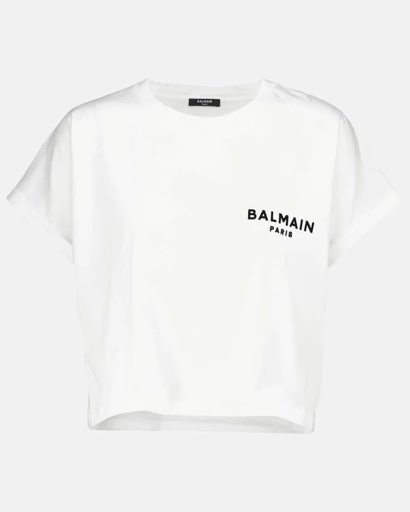 Balmain Cropped-Top aus Baumwolle Weiß