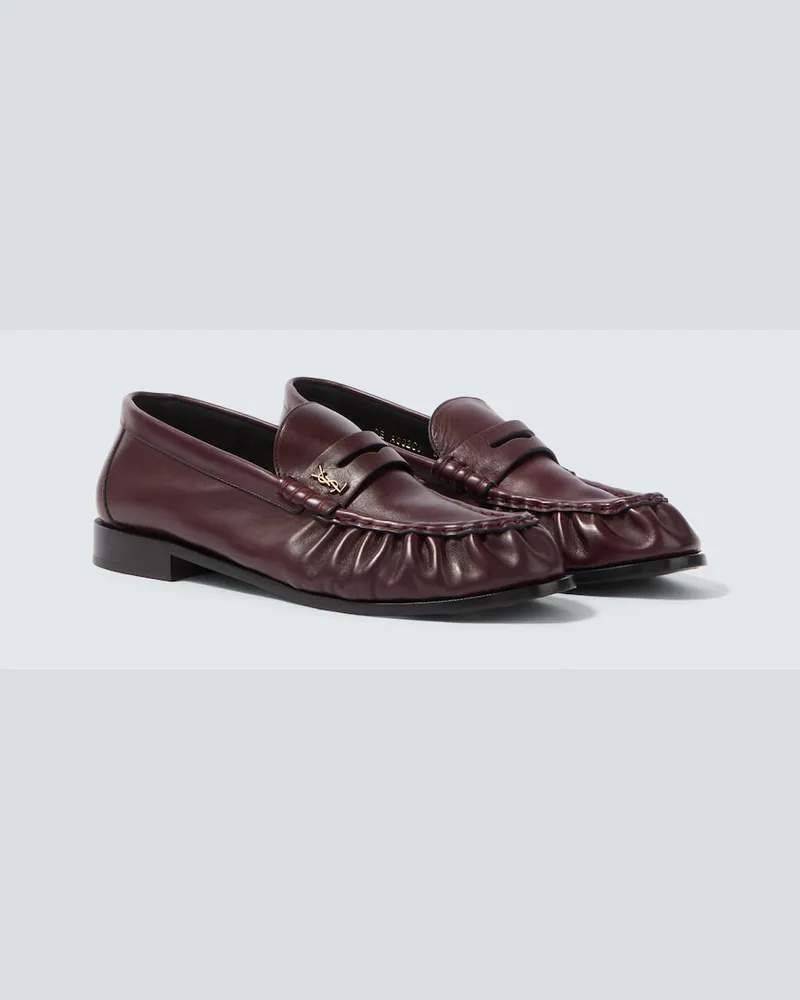 Saint Laurent Loafers Le Loafer Supple aus Leder Burgunderrot