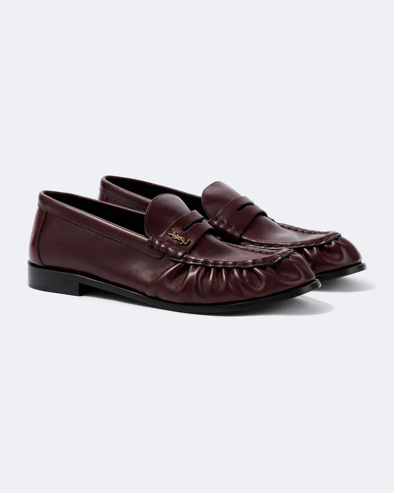Saint Laurent Loafers Le Loafer Supple aus Leder Burgunderrot