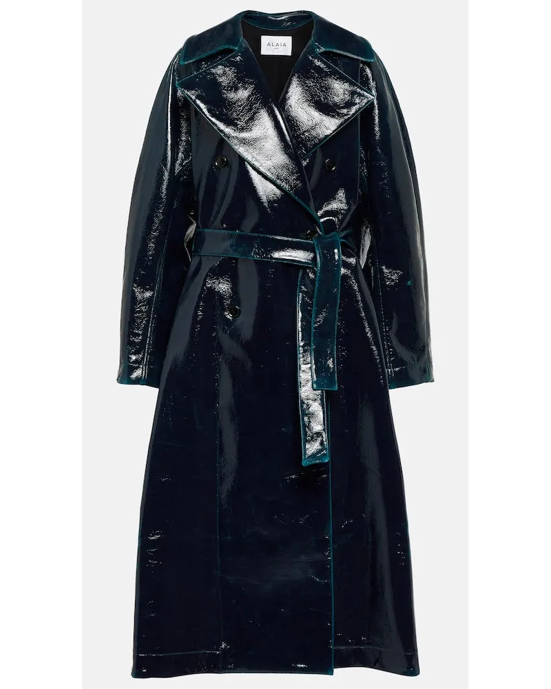 Alaïa Alaia Beschichteter Trenchcoat aus einem Wollgemisch Blau