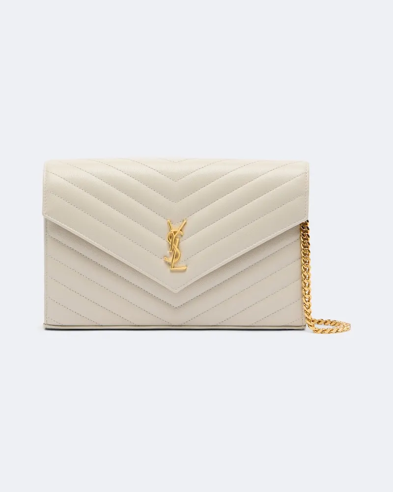Saint Laurent Portemonnaie mit Kettenriemen Cassandre aus Leder Weiß