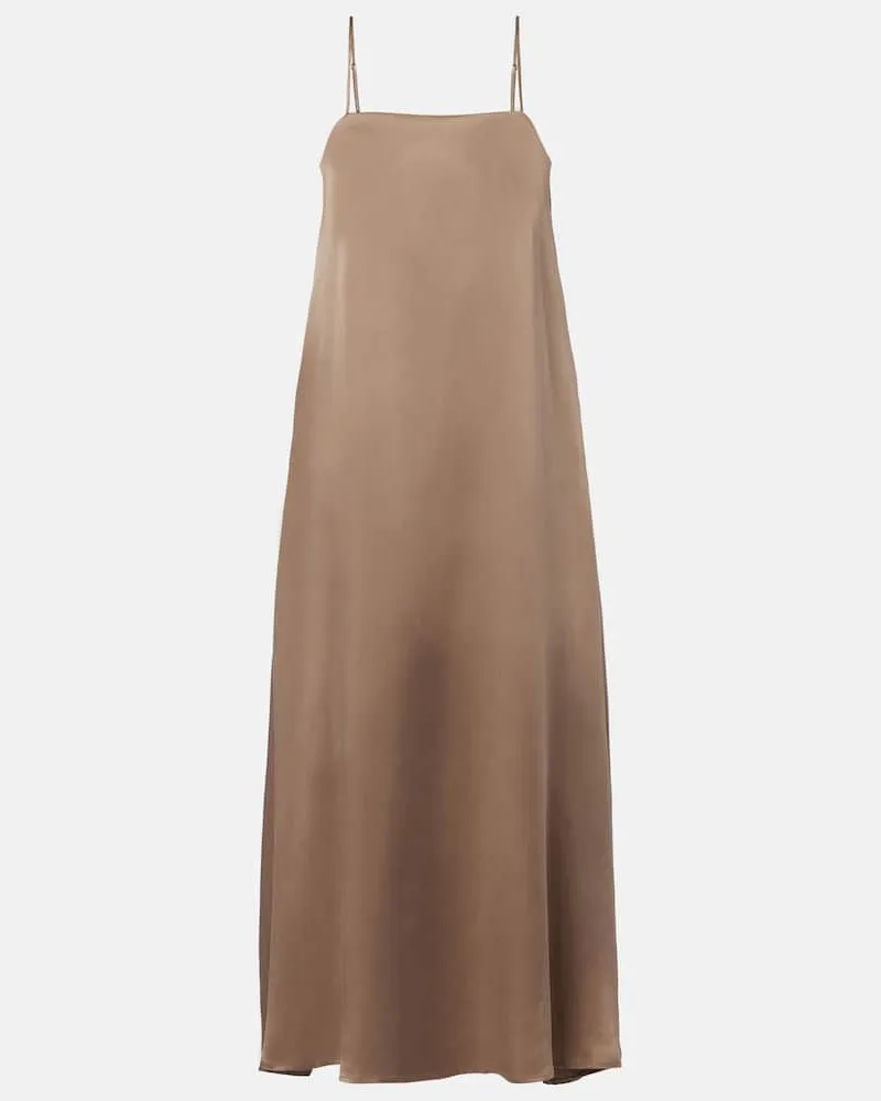 ASCENO Maxikleid Melfi aus Seiden-Twill Grau