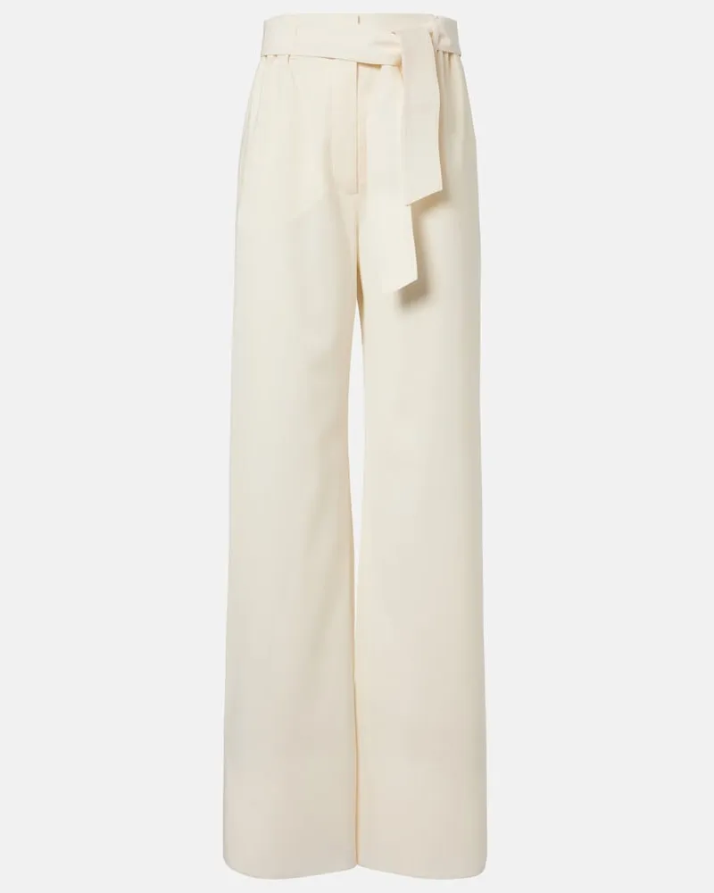 Max Mara Weite Hose aus Schurwolle Weiß