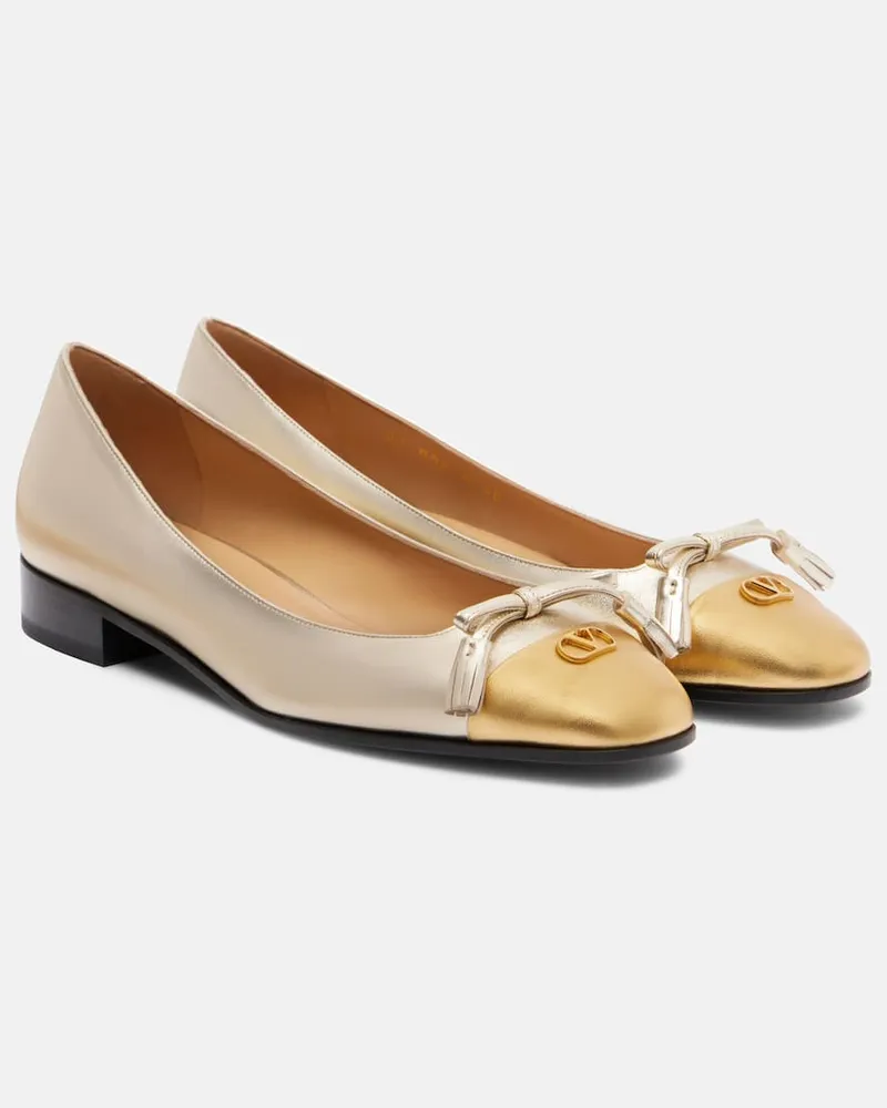 Valentino Garavani Ballerinas Valet Du Roi aus Metallic-Leder Gold