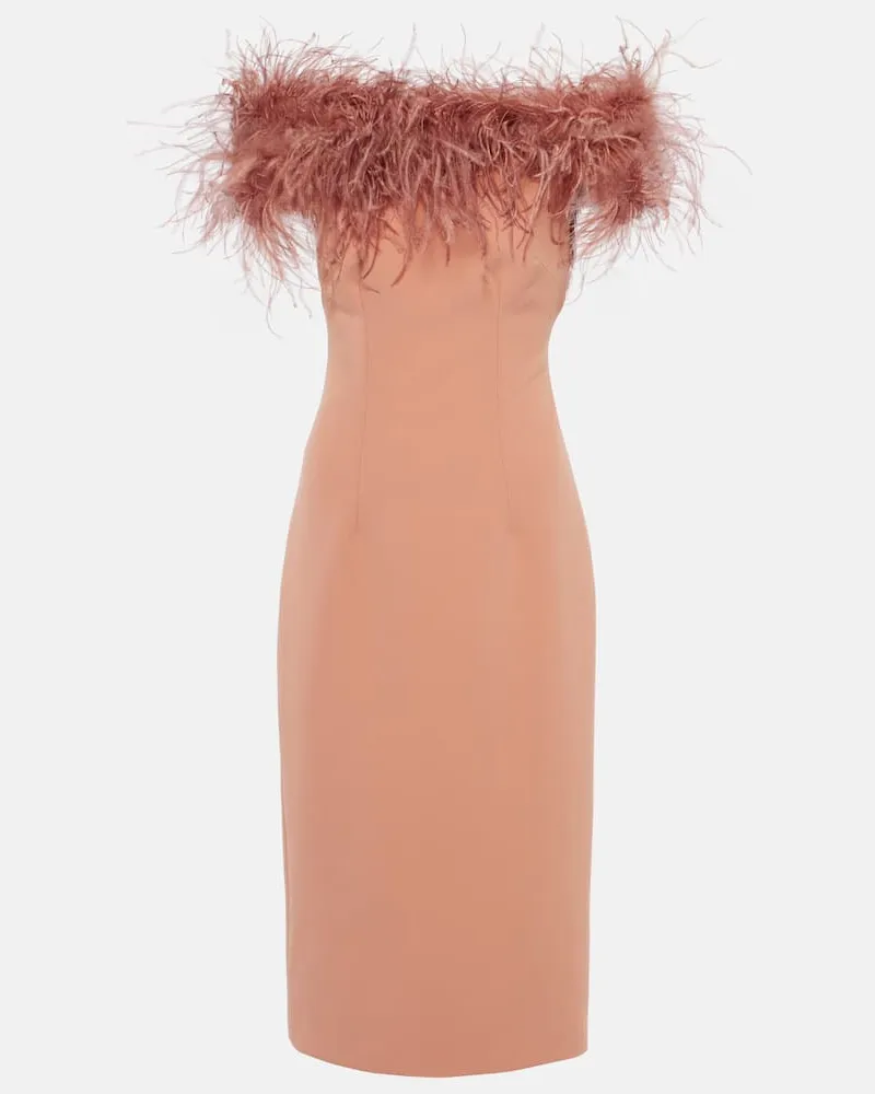 Safiyaa Midikleid mit Federn Rosa