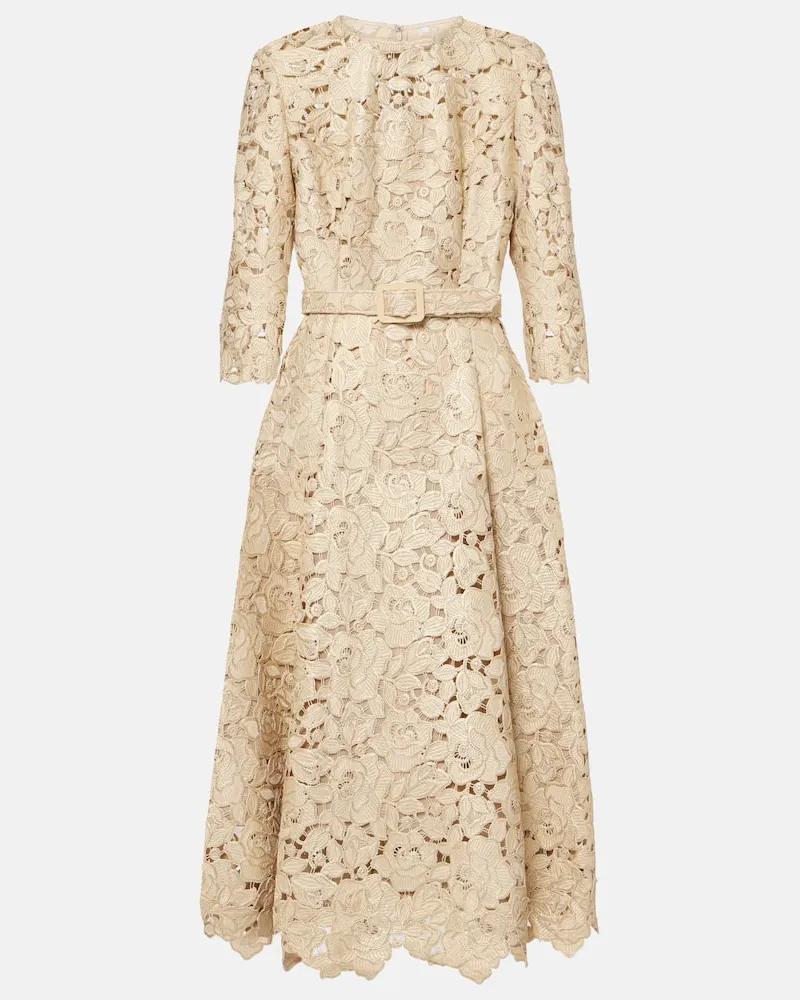 Oscar de la Renta Cocktailkleid aus Guipure-Spitze Gold