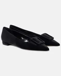 Manolo Blahnik Ballerinas Maysalepumpflat aus Samt Schwarz