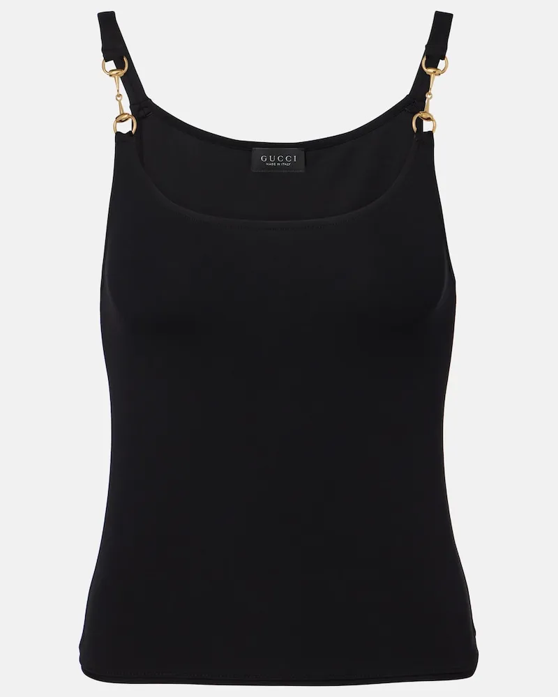 Gucci Cropped-Top Horsebit aus Crêpe-Jersey Schwarz