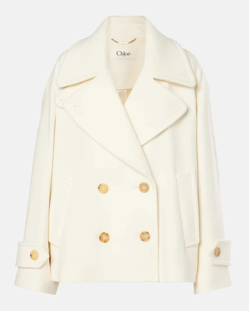 Chloé Chloé Cropped-Cabanjacke aus einem Wollgemisch Weiß