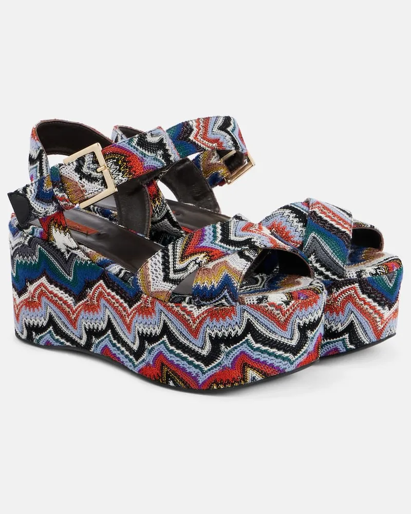 Missoni Plateausandalen Julia Raschel aus Häkelstrick Multicolor