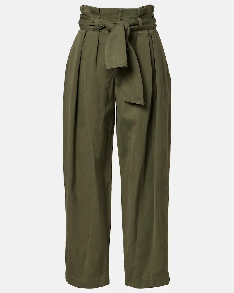 Balmain Hose aus Baumwolle und Leinen-Twill Grün