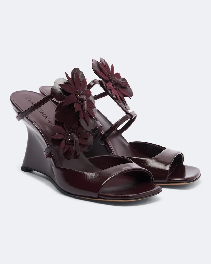 Zimmermann Wedge-Sandalen Belara aus Leder Burgunderrot