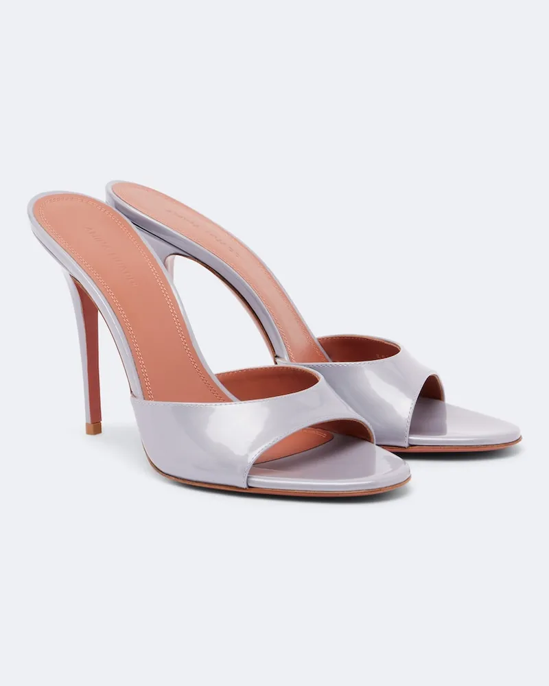 Amina Muaddi Mules Elodie aus Leder Grau
