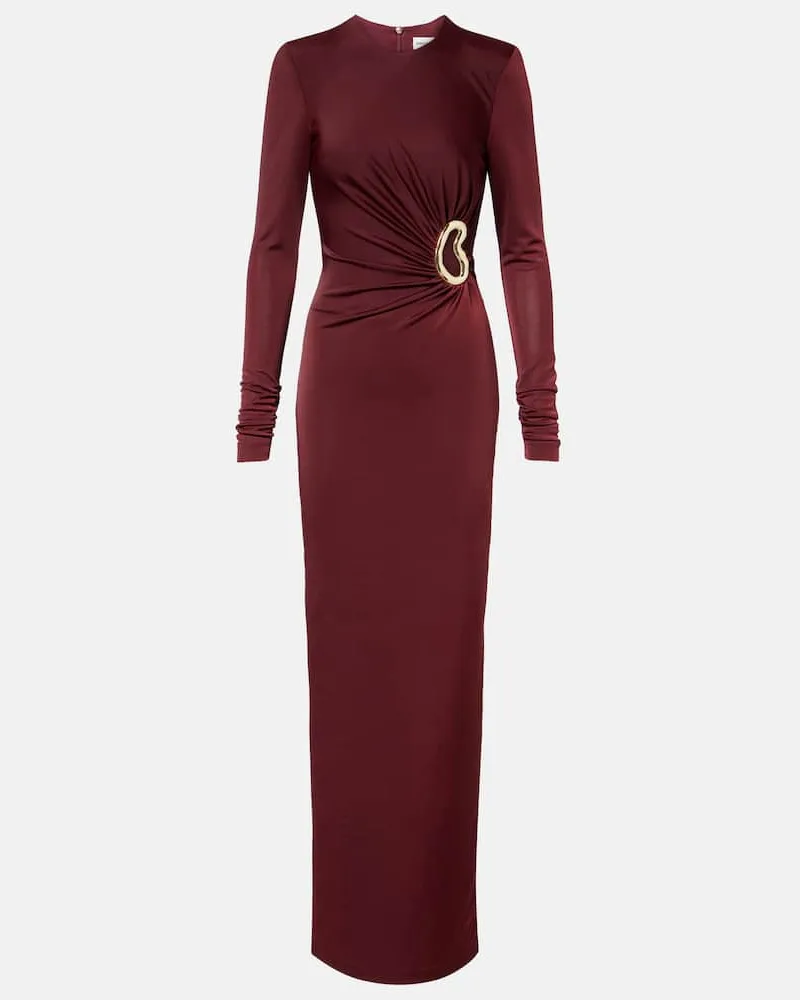 Rebecca Vallance Verzierte Robe Mischa aus Jersey Burgund