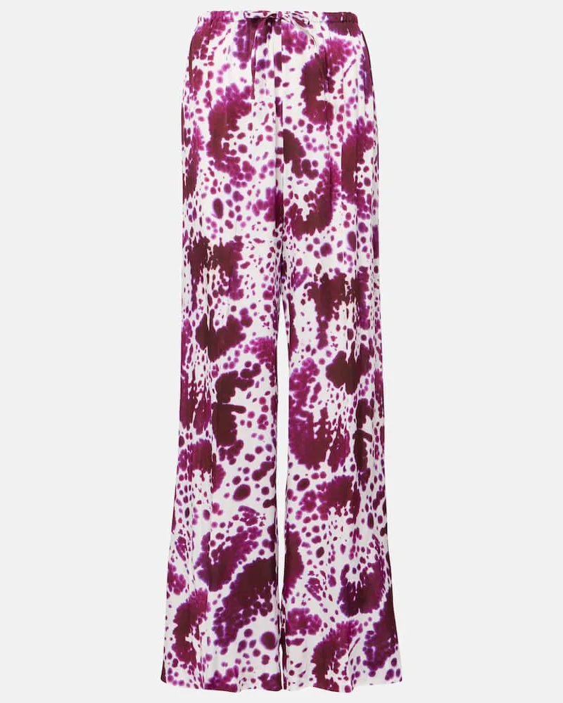 Dries van Noten Gerade Hose aus Crêpe Rosa