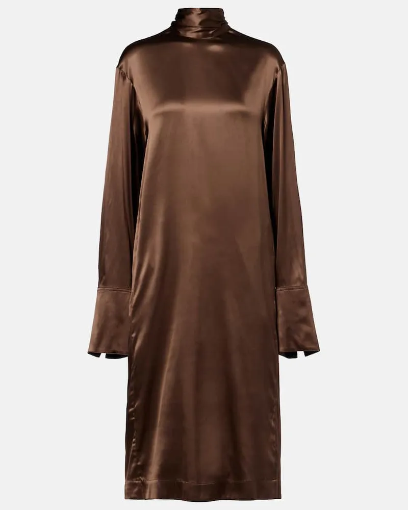 Dries van Noten Midikleid aus Satin Braun