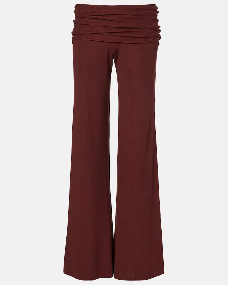 Aya Muse Weite Hose aus einem Seidengemisch Burgunderrot