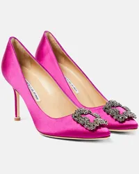 Manolo Blahnik Verzierte Pumps Hangisi 90 aus Satin Pink