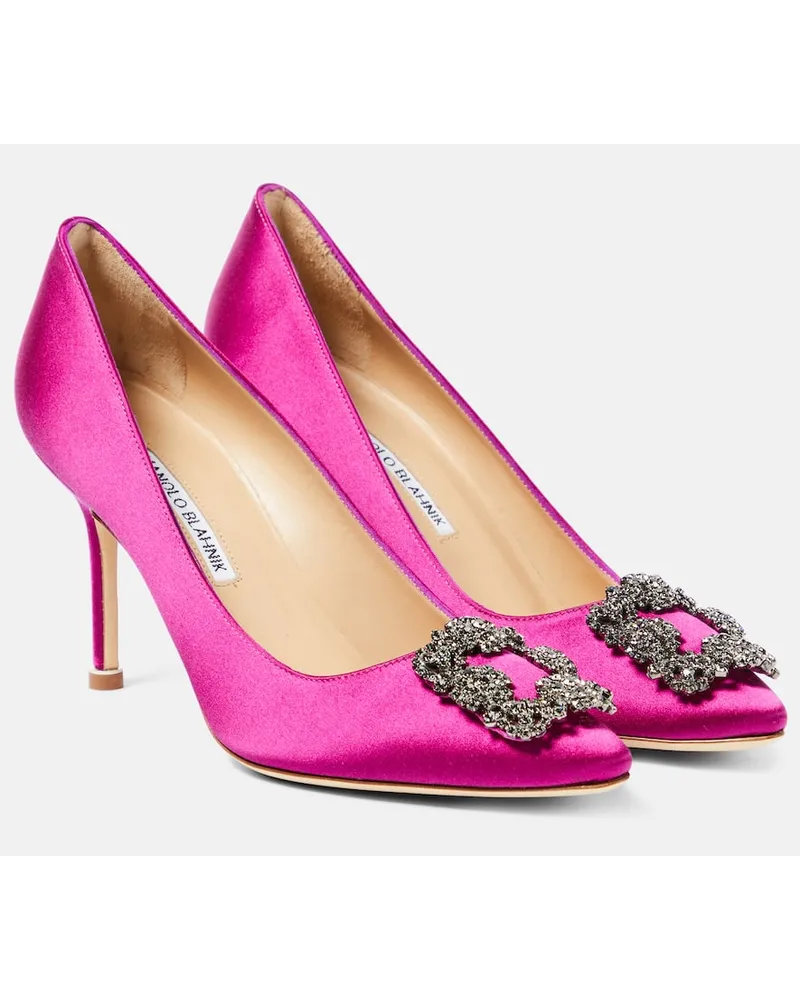 Manolo Blahnik Verzierte Pumps Hangisi 90 aus Satin Pink