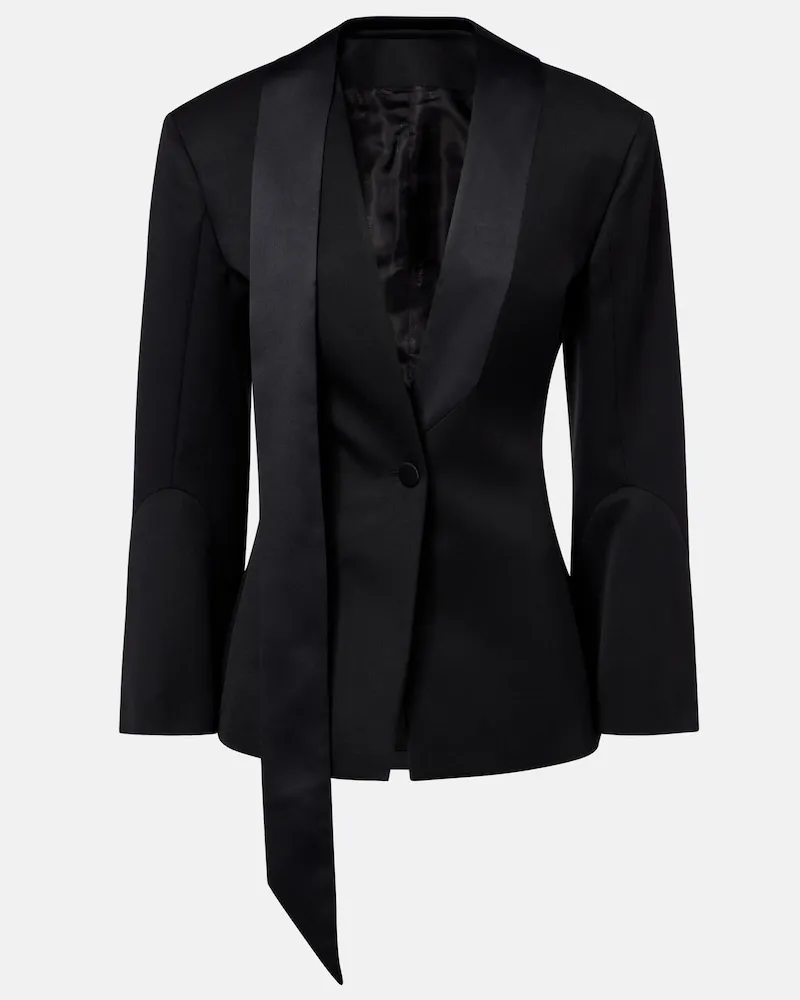 ATTICO Blazer aus Schurwolle mit Satinbesatz Schwarz