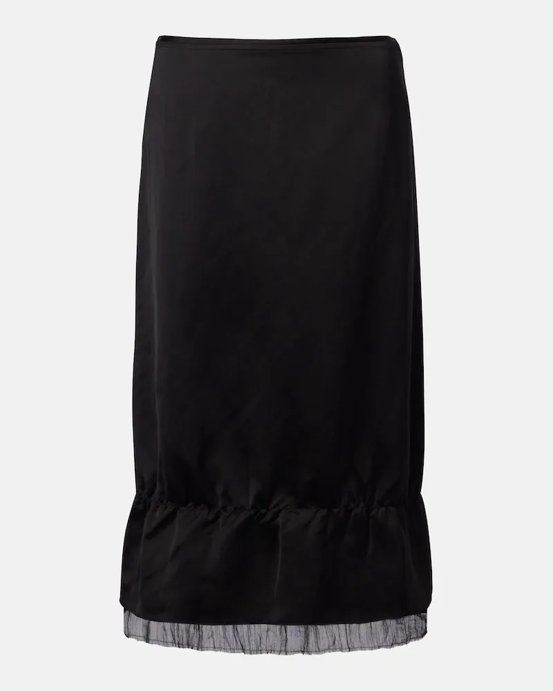 Totême Midirock aus Satin mit Gaze Schwarz