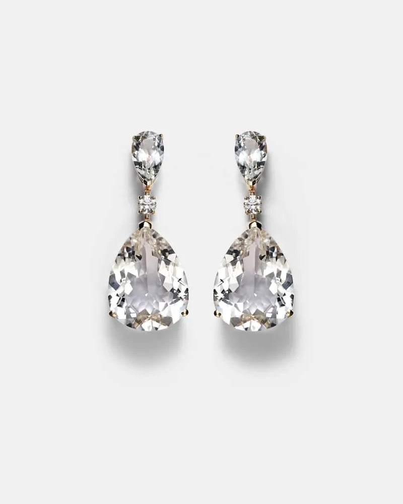 MATEO Ohrringe Sophia aus 14kt Gelbgold mit Diamanten und Topas Gold