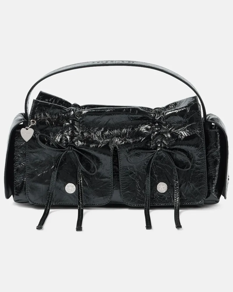 Acne Studios Schultertasche Multipocket aus Leder Schwarz