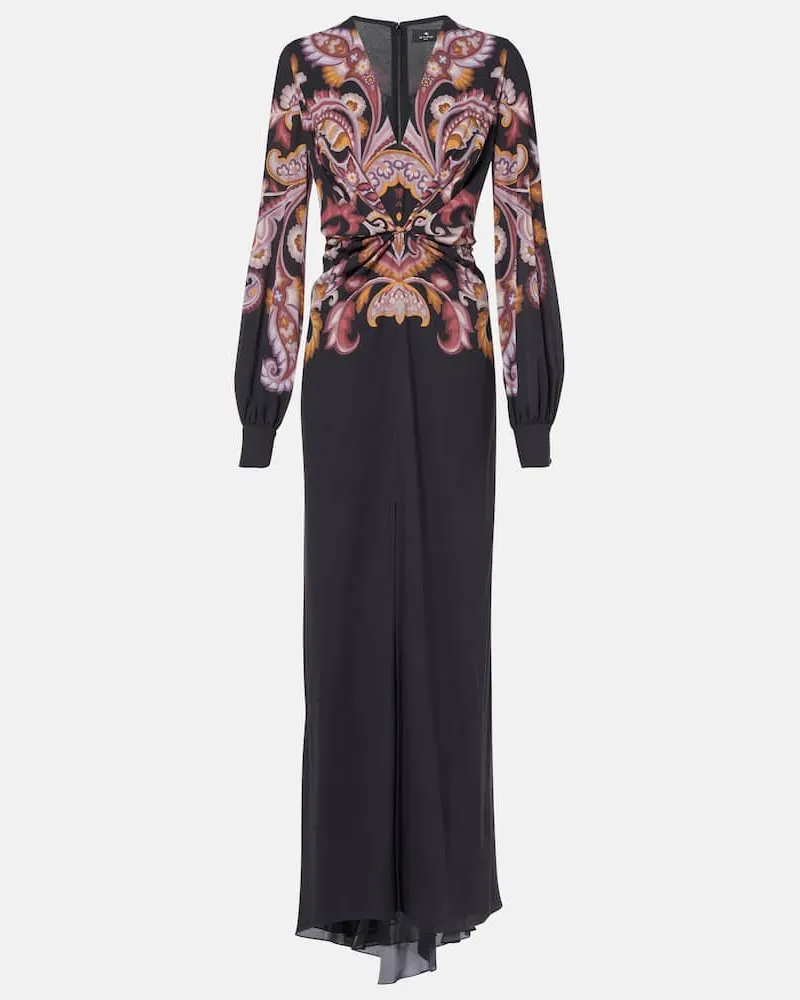 Etro Maxikleid aus Sablé Schwarz