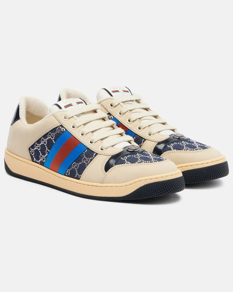 Gucci Sneakers Screener GG aus Denim und Leder Multicolor