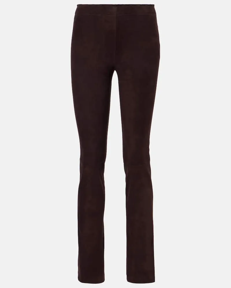 Stouls Schmale Hose JP Long aus Veloursleder Braun
