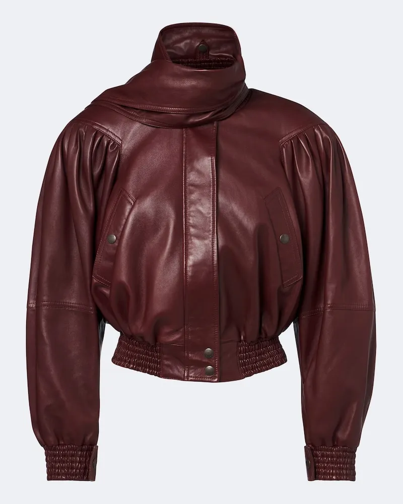 Chloé Chloé Cropped-Lederjacke Burgunderrot