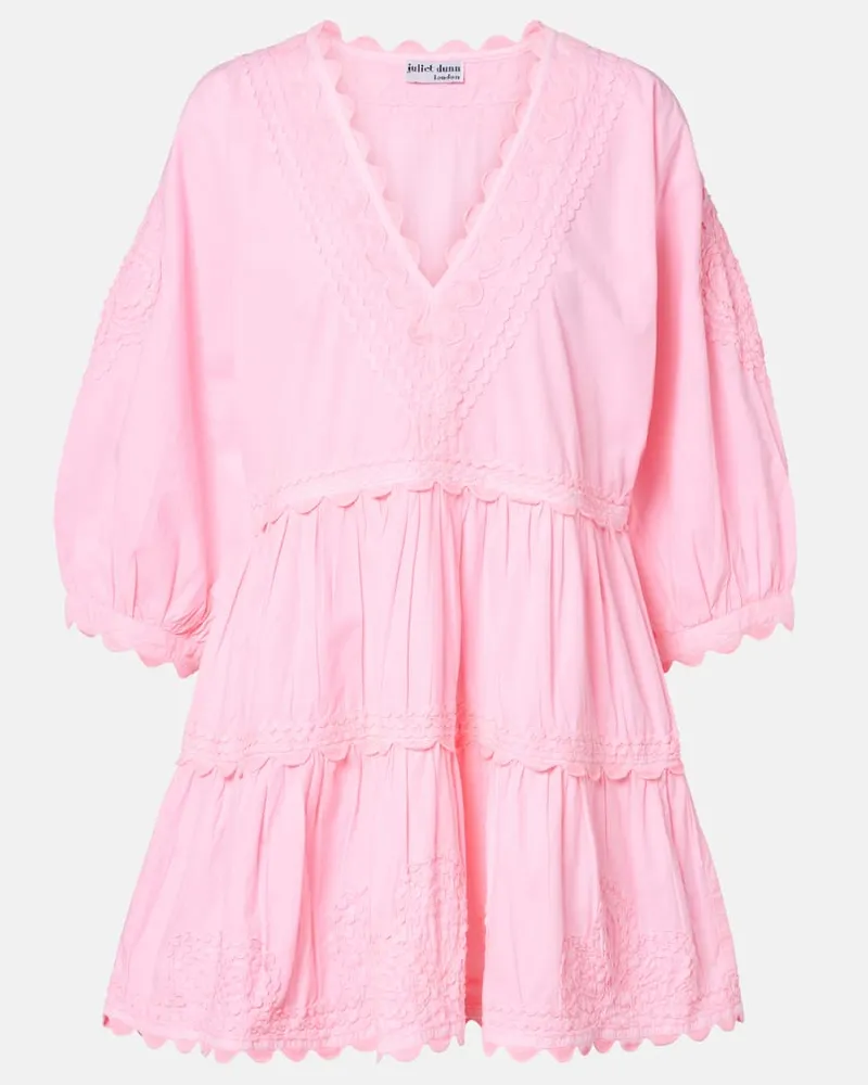 Juliet Dunn Besticktes Minikleid aus Baumwollpopeline Pink