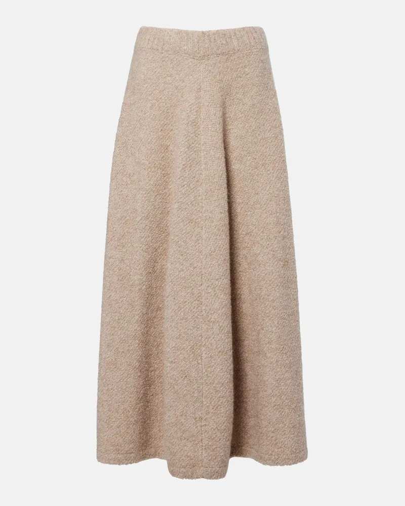 AGNONA Midirock aus Kaschmir, Seide und Wolle Beige