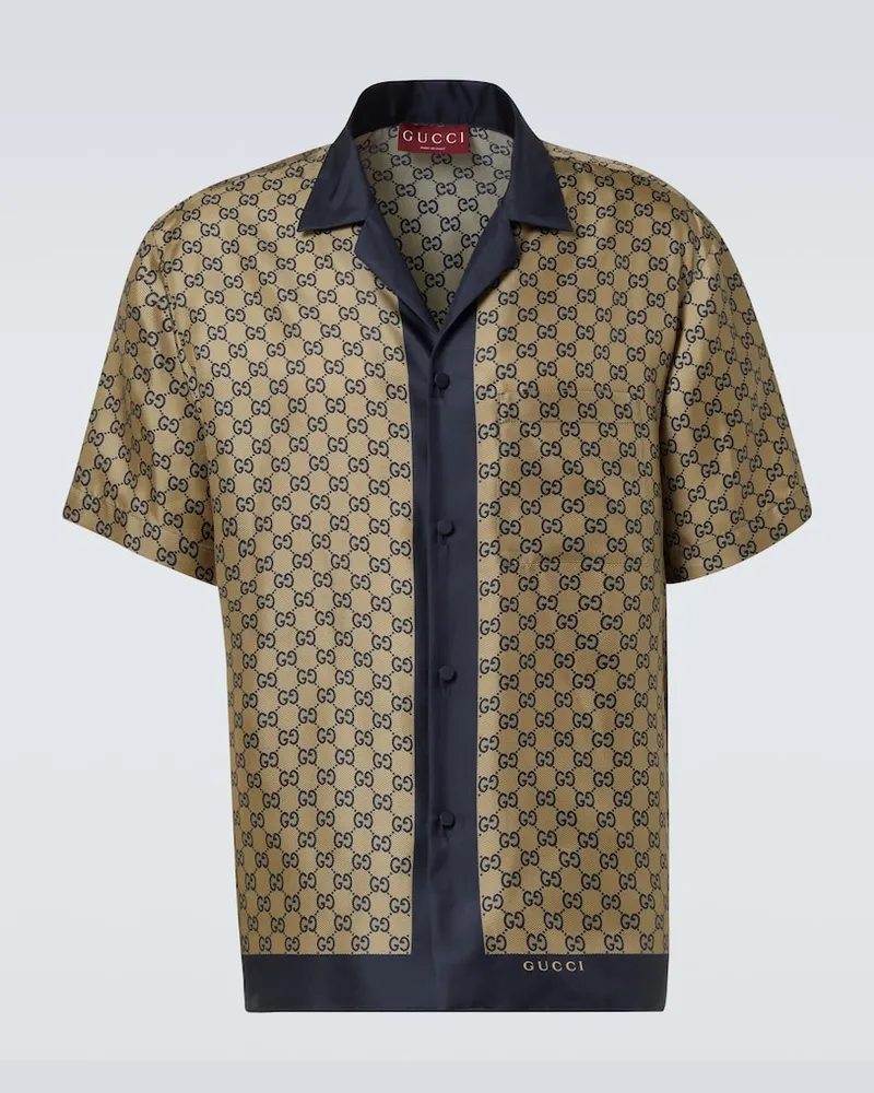 Gucci Hemd GG aus Seide Beige