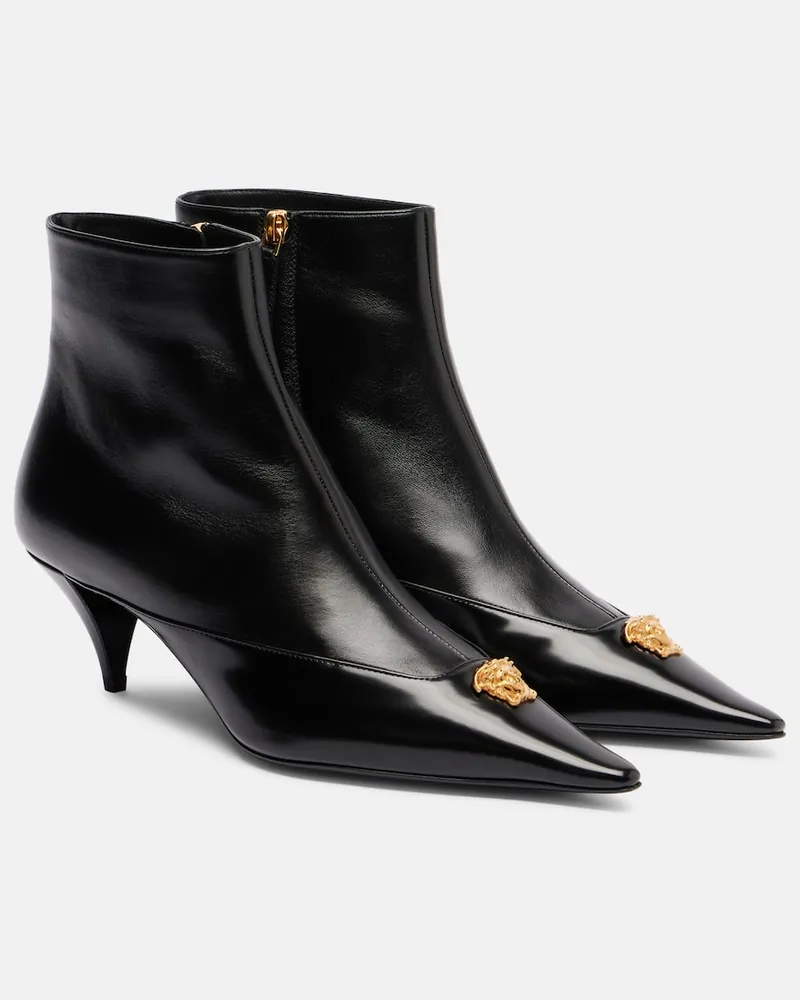 Versace Ankle Boots La Medusa 55 aus Leder Schwarz