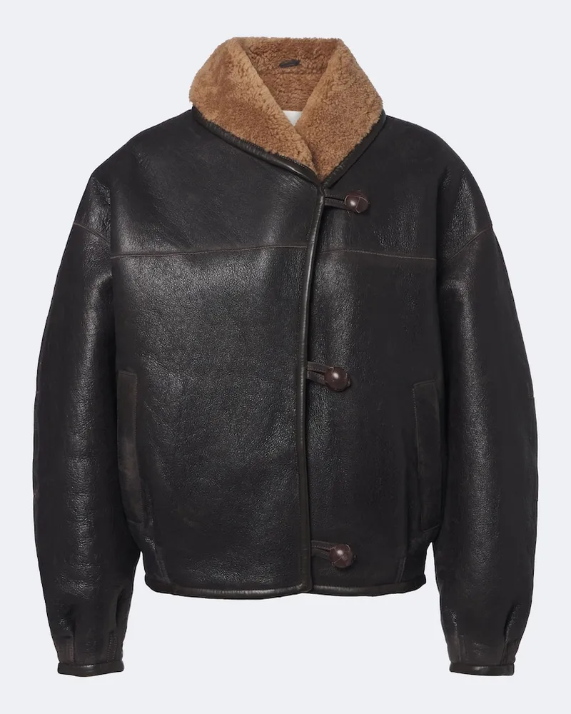 Isabel Marant Jacke Charina aus Leder mit Shearling Braun