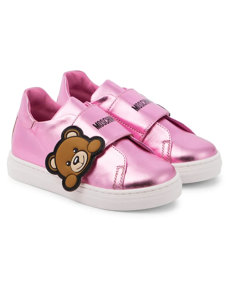 Moschino Sneakers Teddy Bear aus Leder Pink